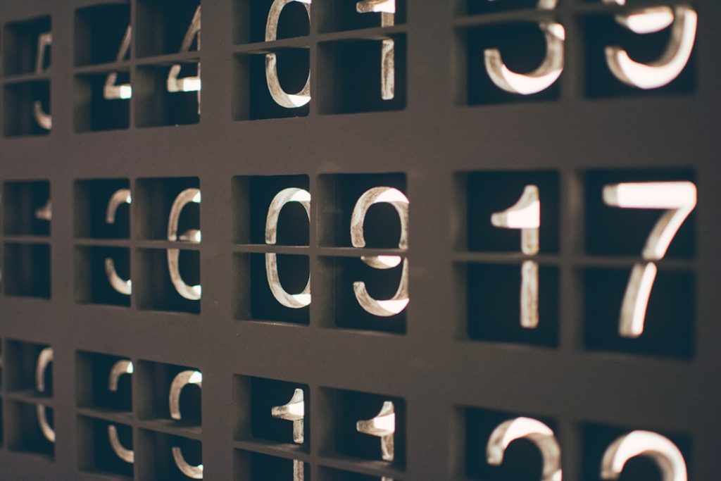 Assorted numbers, illustrating betting odds